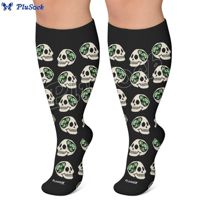 Plusock Plus Size 8-Ball Skull Compression Socks - image 6