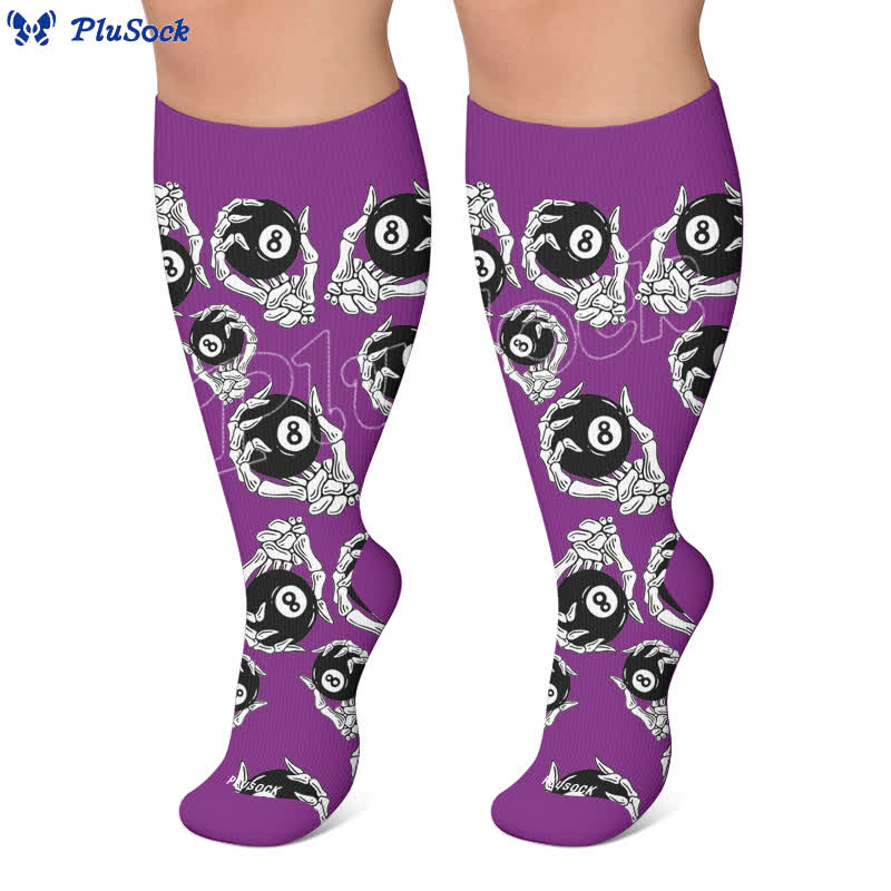 Plusock Plus Size 8-Ball Skull Compression Socks - image 5