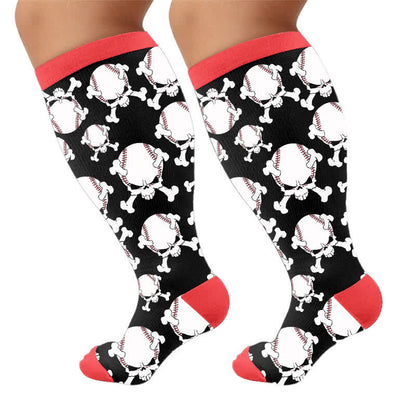 Plusock Plus Size 8-Ball Skull Compression Socks - image 10