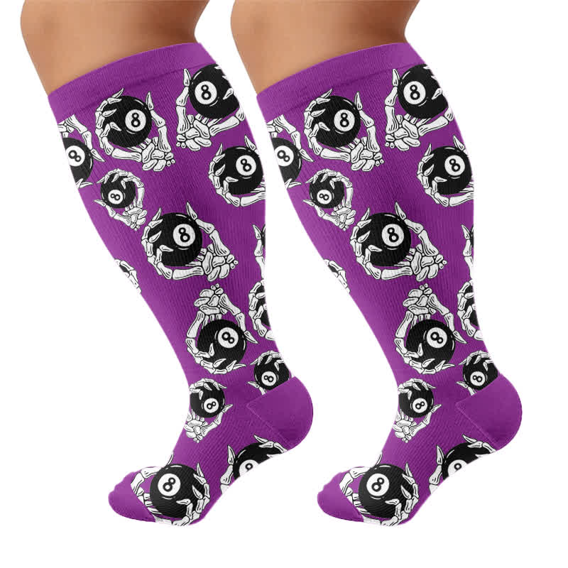 Plusock Plus Size 8-Ball Skull Compression Socks - image 8