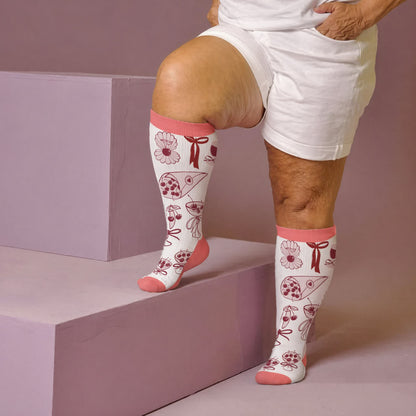 Plusock Plus Size Lemon Cocktail Compression Socks - Pink(1 Pair) - 4XL - image 2