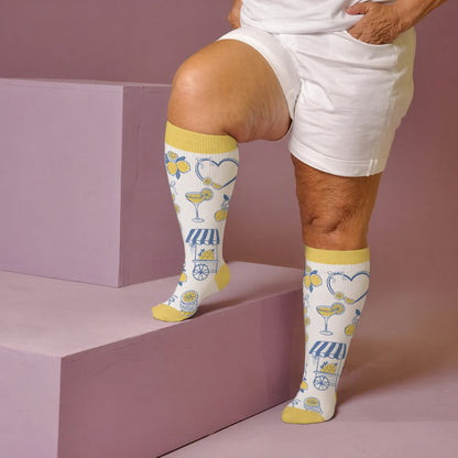 Plusock Plus Size Lemon Cocktail Compression Socks - Yellow(1 Pair) - 4XL - image 1