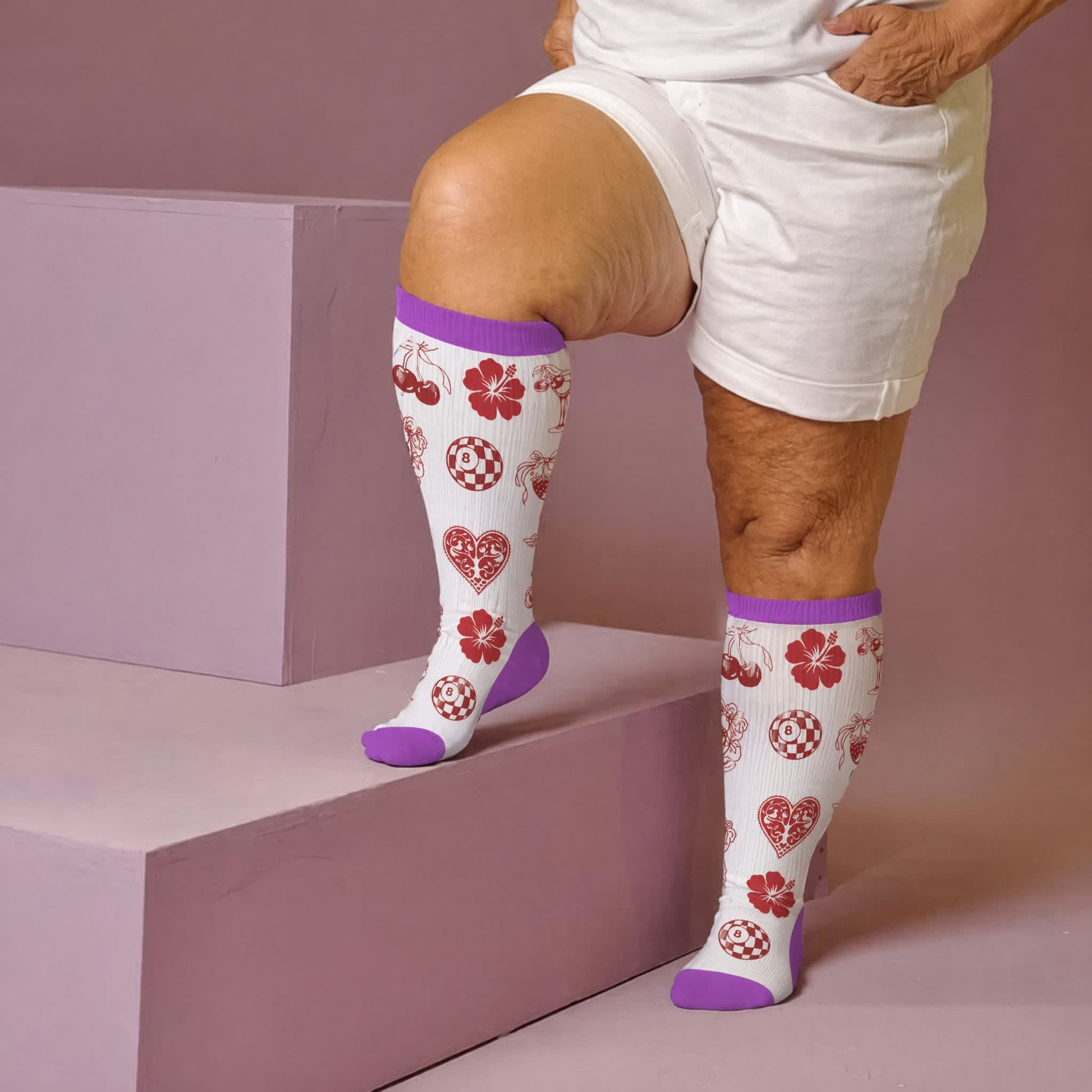 Plusock Plus Size Lemon Cocktail Compression Socks - Purple(1 Pair) - 4XL - image 3