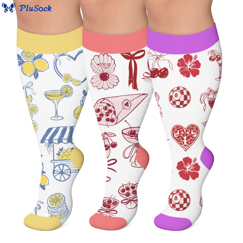 Plusock Plus Size Lemon Cocktail Compression Socks - image 0