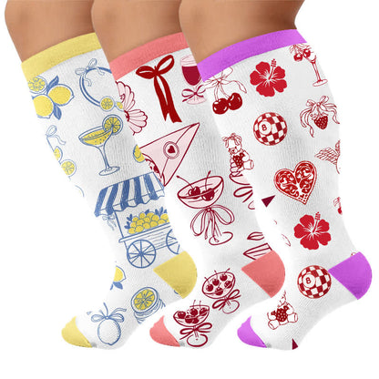 Plusock Plus Size Lemon Cocktail Compression Socks - Multicolor(3 Pairs) - 4XL - image 4