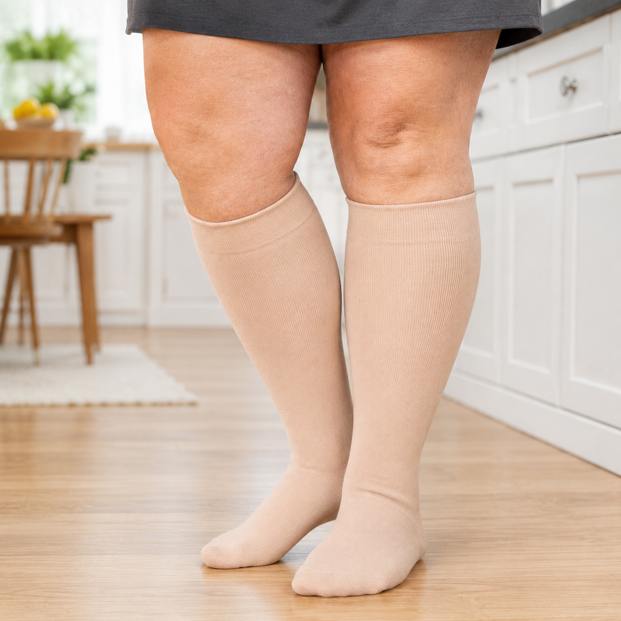 Plusock Plus Size Black Bamboo Compression Socks - Nude - 4XL - image 6