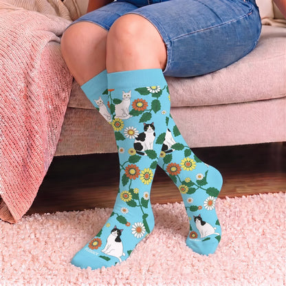 Plusock Plus Size Fun Cartoon Cat & Dog Print Compression Socks - image 1