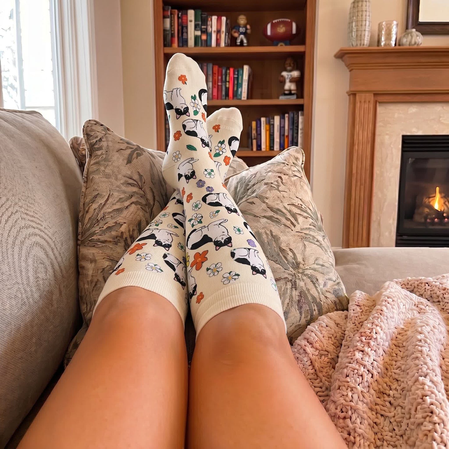 Plusock Plus Size Fun Cartoon Cat & Dog Print Compression Socks - image 3