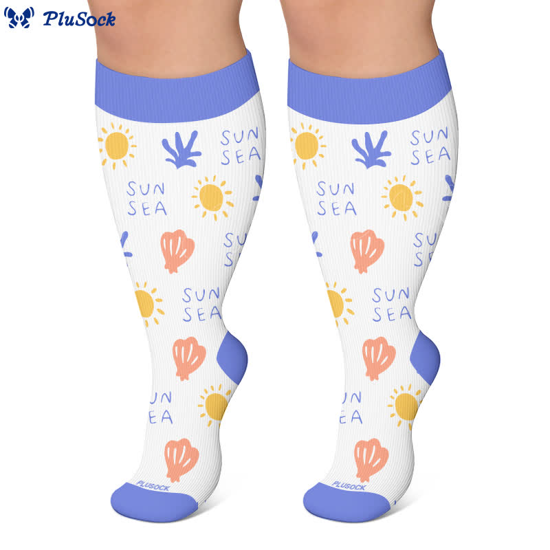 Plusock Plus Size Cute Cartoon Print Novelty Compression Socks - image 5