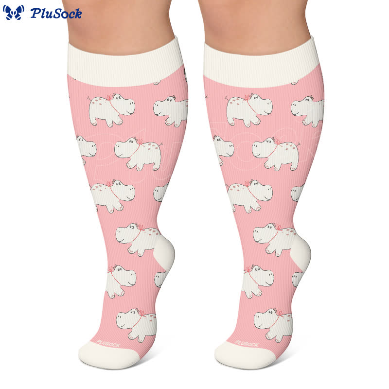 Plusock Plus Size Cute Cartoon Print Novelty Compression Socks - image 7