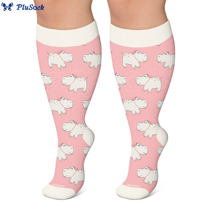 Plusock Plus Size Cute Cartoon Print Novelty Compression Socks - image 7