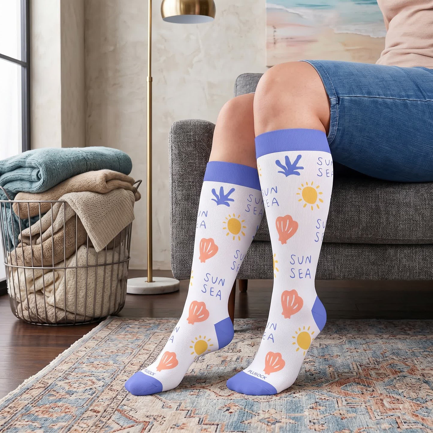 Plusock Plus Size Cute Cartoon Print Novelty Compression Socks - image 2
