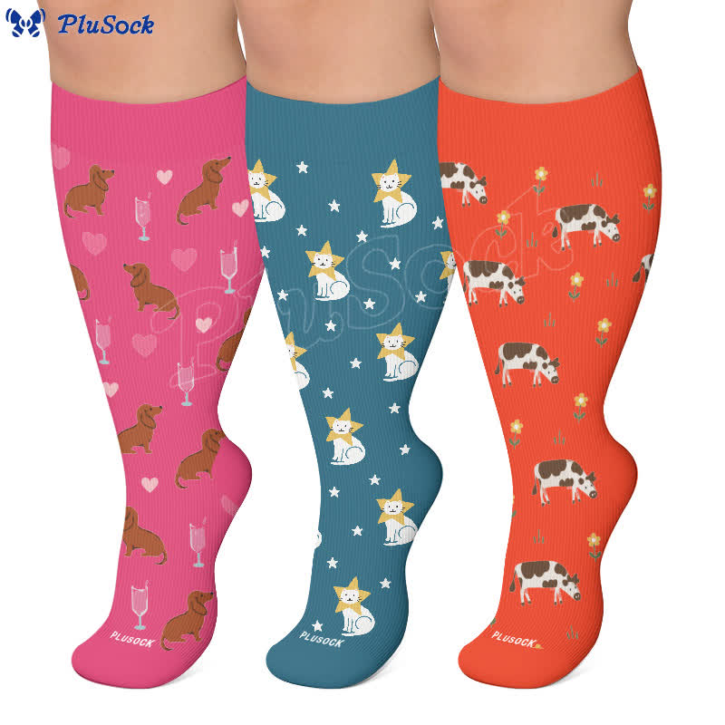 Plusock Plus Size Playful Animal Compression Socks - image 0