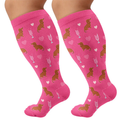 Plusock Plus Size Playful Animal Compression Socks - Rose(1 Pair) - 4XL - image 10