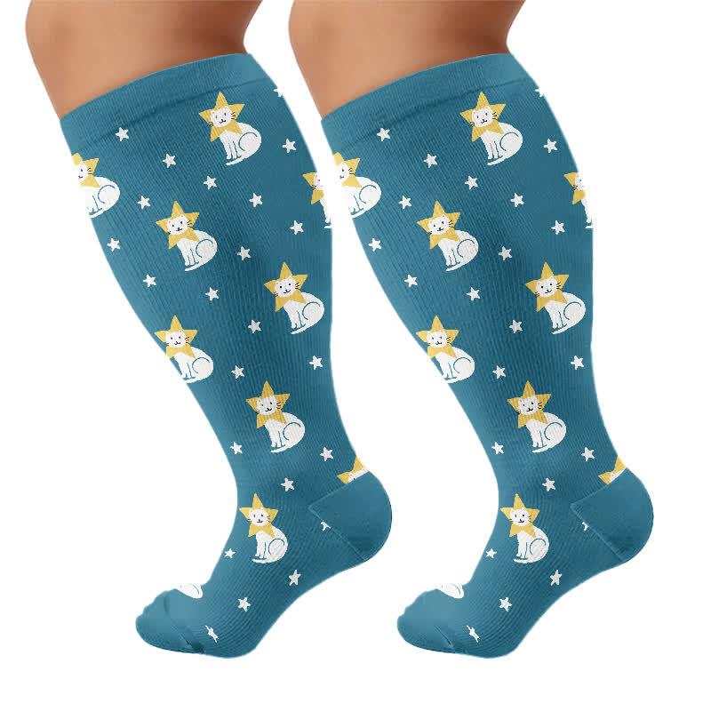 Plusock Plus Size Playful Animal Compression Socks - Dark Green(1 Pair) - 4XL - image 8
