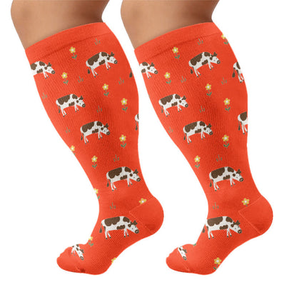 Plusock Plus Size Playful Animal Compression Socks - Red(1 Pair) - 4XL - image 6