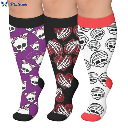 Plusock Plus Size Bandaged Skull Compression Socks - image 0