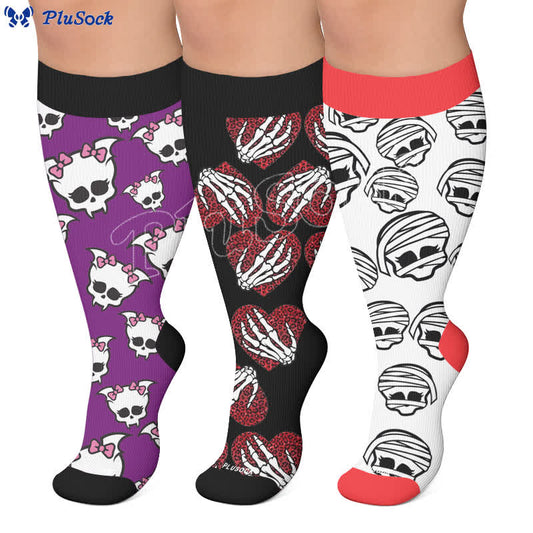 Plusock Plus Size Bandaged Skull Compression Socks - image 0