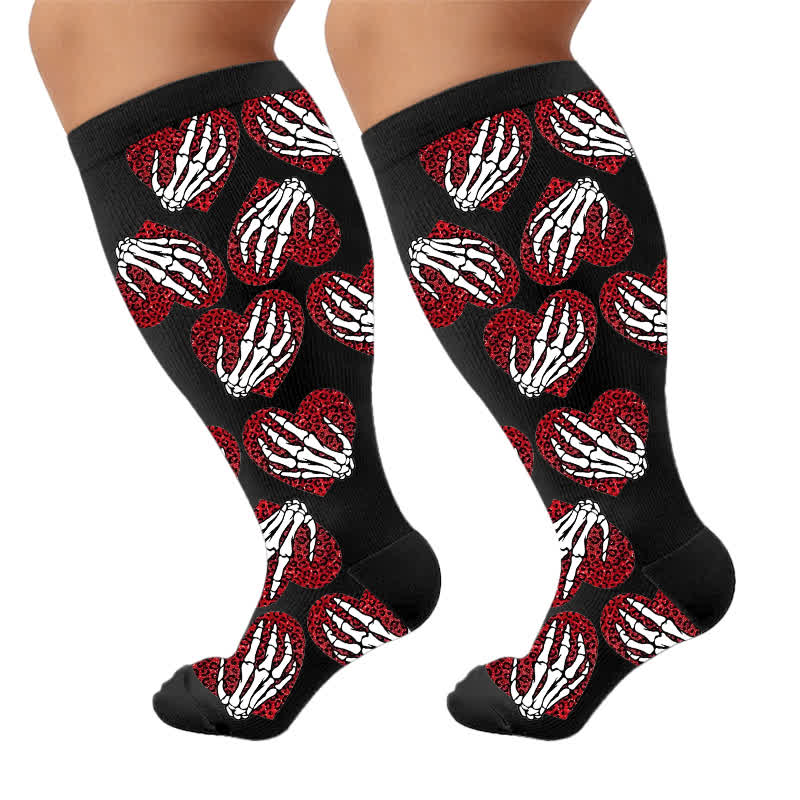 Plusock Plus Size Bandaged Skull Compression Socks - image 9