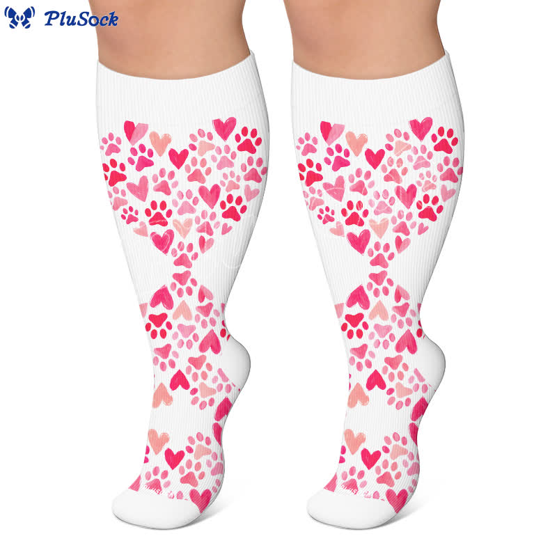 Plusock Plus Size Heart Scratching Cat Compression Socks - image 5