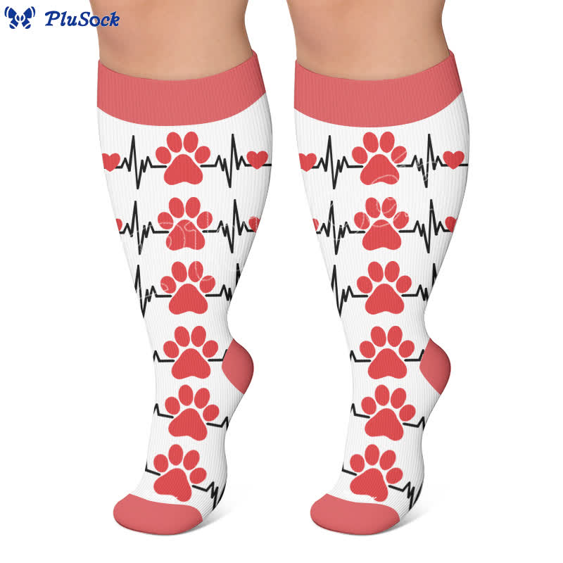 Plusock Plus Size Heart Scratching Cat Compression Socks - image 6