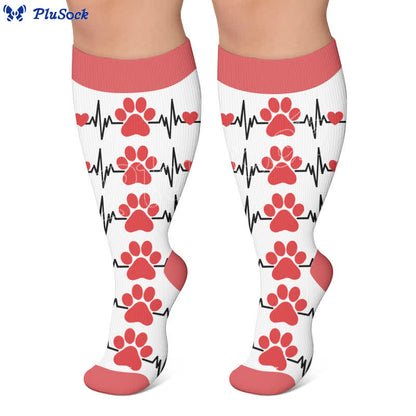 Plusock Plus Size Heart Scratching Cat Compression Socks - image 6