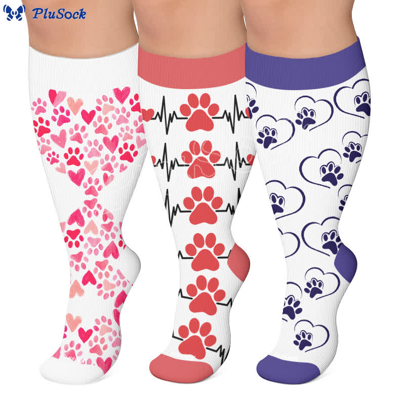 Plusock Plus Size Heart Scratching Cat Compression Socks - image 0