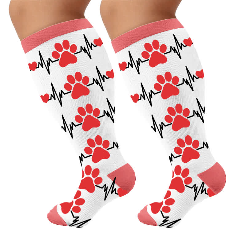 Plusock Plus Size Heart Scratching Cat Compression Socks - image 9
