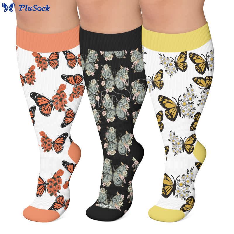 Plusock Plus Size Sunset Butterfly Compression Socks - image 0