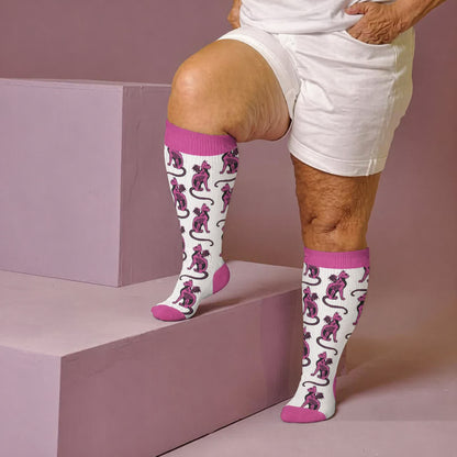 Plusock Plus Size Skeleton Cat Compression Socks - White(1 Pair) - 4XL - image 3