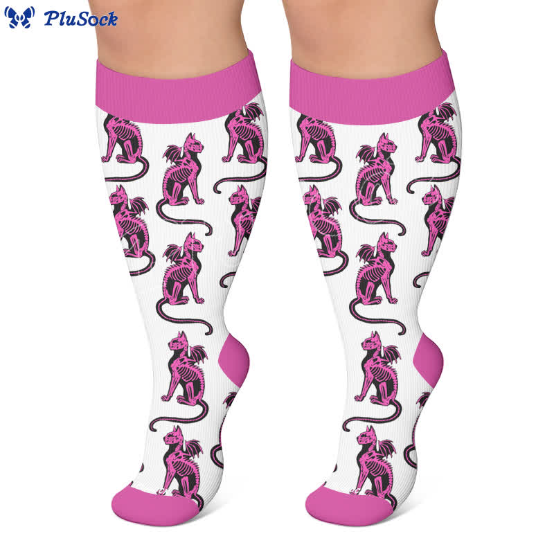 Plusock Plus Size Skeleton Cat Compression Socks - image 7