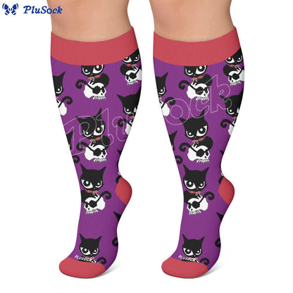 Plusock Plus Size Skeleton Cat Compression Socks - image 5