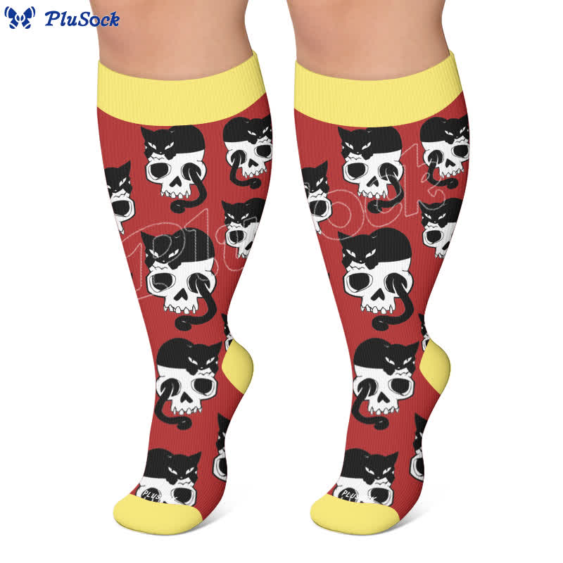 Plusock Plus Size Skeleton Cat Compression Socks - image 6