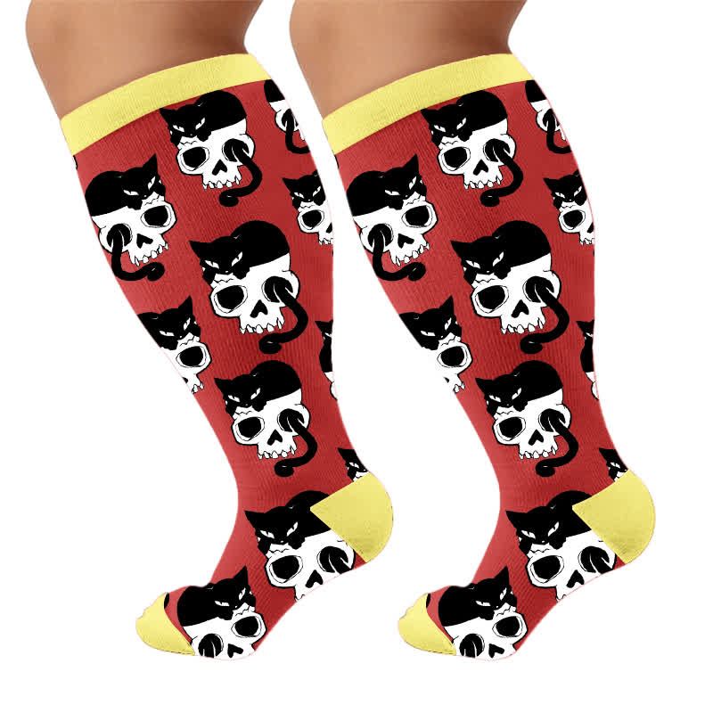 Plusock Plus Size Skeleton Cat Compression Socks - image 9