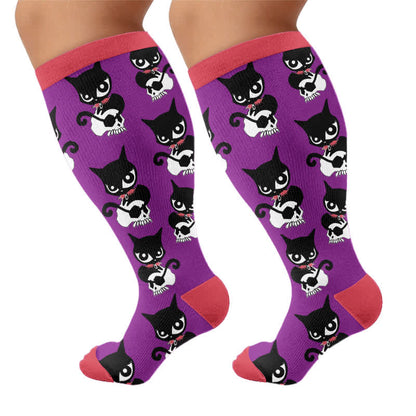 Plusock Plus Size Skeleton Cat Compression Socks - image 8