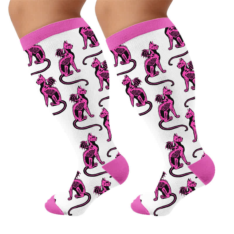 Plusock Plus Size Skeleton Cat Compression Socks - image 10