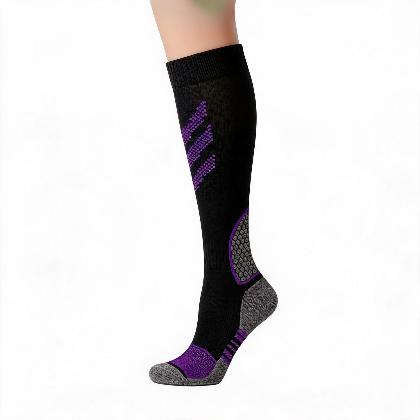 Plusock Striped Compression Socks(6 Pairs) - Purple - L/XL - image 3
