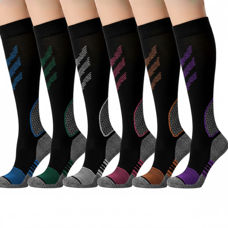 Plusock Striped Compression Socks(6 Pairs) - Multicolor - L/XL - image 0