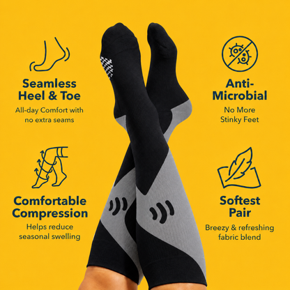 Plusock Plus Size Sport Black Bamboo Compression Socks - image 1