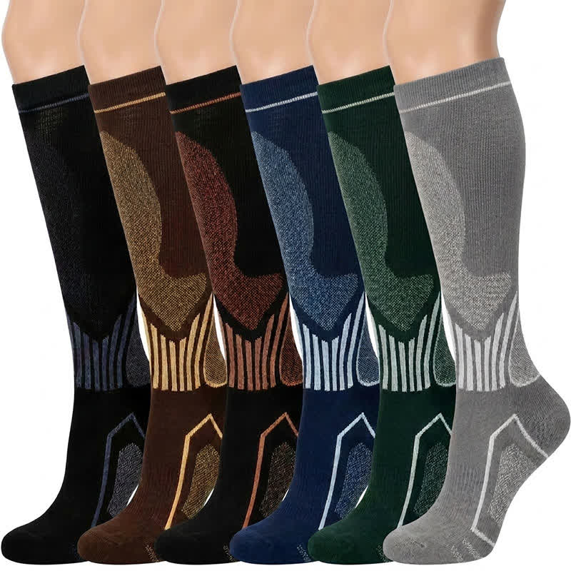 Plusock Ribbed Contrast Compression Socks(6 Pairs) - Multicolor - L/XL - image 0