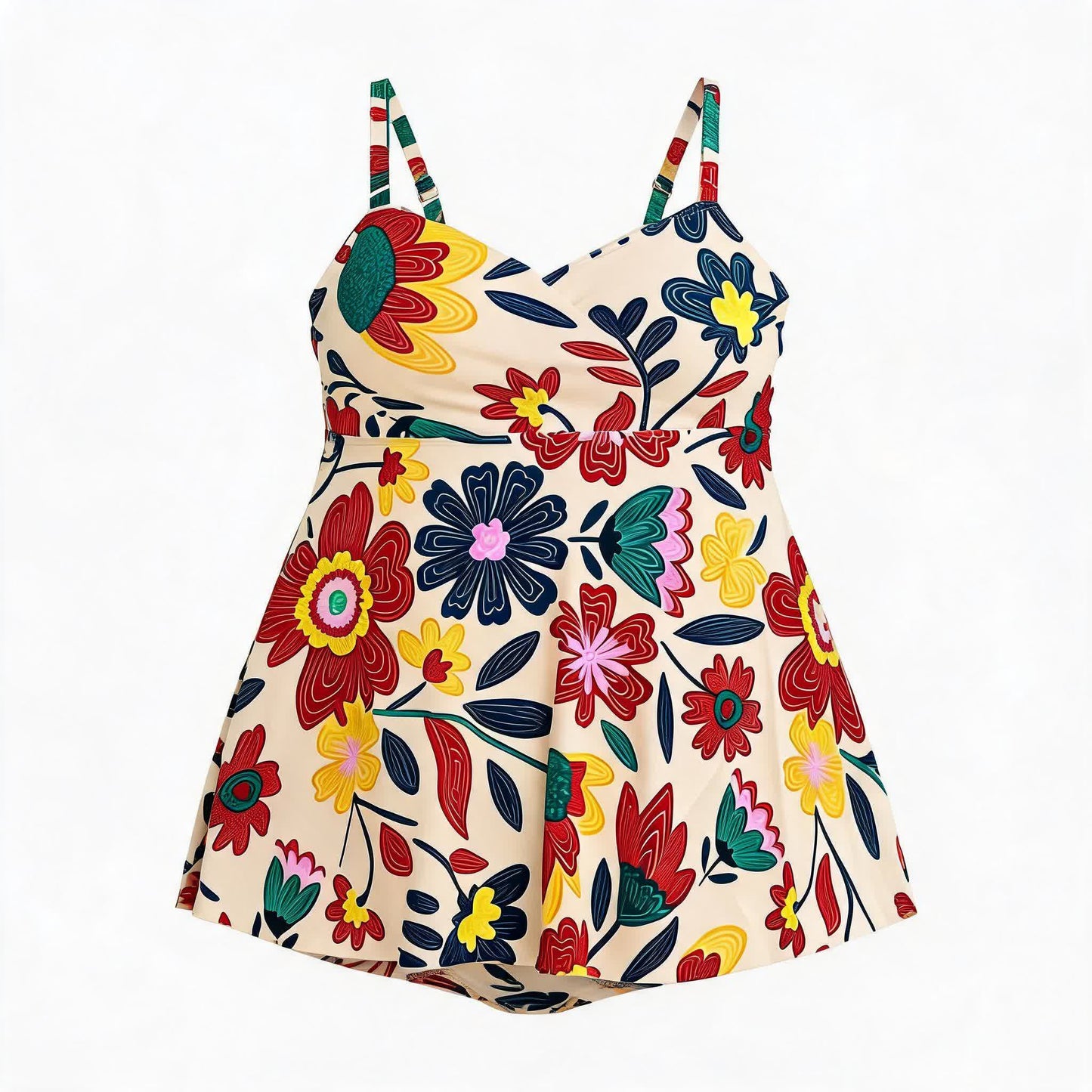Plusock Retro Paisley Floral Print Two-Piece Swim Dress - image 8