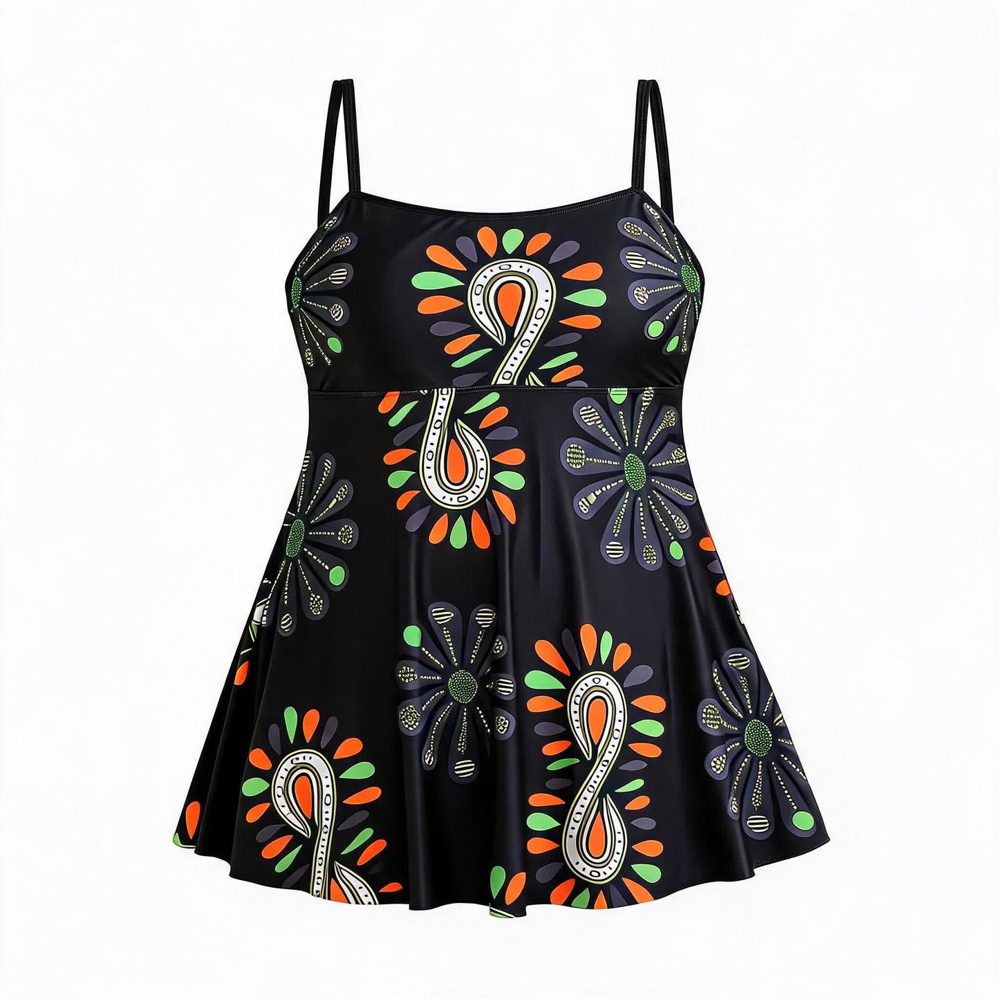 Plusock Retro Paisley Floral Print Two-Piece Swim Dress - image 9