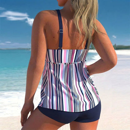 Plusock Criss Cross V Neck Flowy Tankini Set - image 1