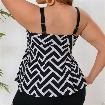 Plusock Criss Cross V Neck Flowy Tankini Set - image 5