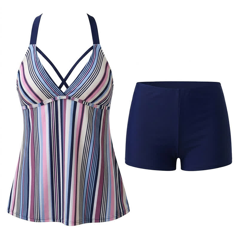 Plusock Criss Cross V Neck Flowy Tankini Set - image 10