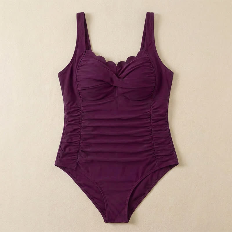 Plusock Vintage Flower Leaf Print Ruched One-Piece Swimsuit - image 17