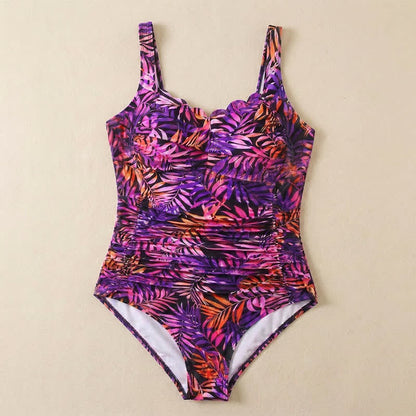 Plusock Vintage Flower Leaf Print Ruched One-Piece Swimsuit - image 19