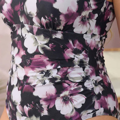 Plusock Vintage Flower Leaf Print Ruched One-Piece Swimsuit - image 14
