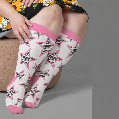 Plusock Plus Size Neon Star Compression Socks - White(1 Pair) - 4XL - image 2