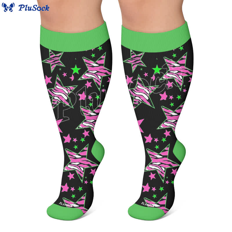 Plusock Plus Size Neon Star Compression Socks - image 5